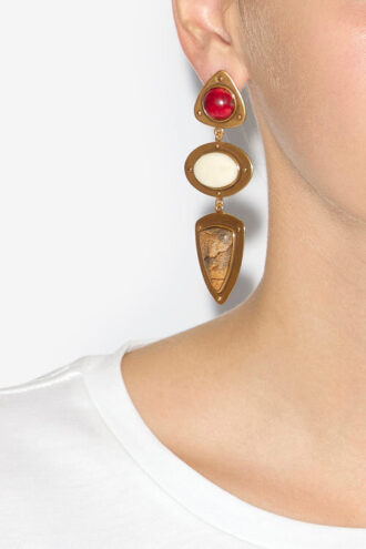 Dees Pirinç ve Taş Kolye Küpeler