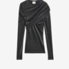 Dressi Drapeli Lurex Jersey Üst