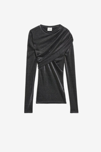 Dressi Drapeli Lurex Jersey Üst