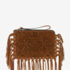Düz Kese Saçaklı Deri Clutch Çanta