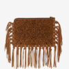 Düz Kese Saçaklı Deri Clutch Çanta