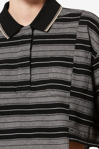 Isalyne Çizgili Pamuklu Pike Polo Gömlek