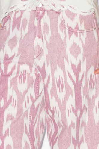 Joanny Bol Kesim Denim Ikat Desenli Kot Pantolon