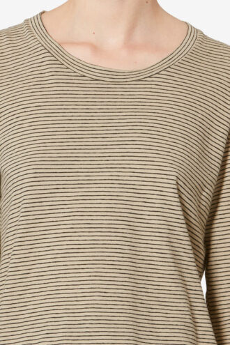Kaaron Çizgili Pamuk ve Keten T-Shirt