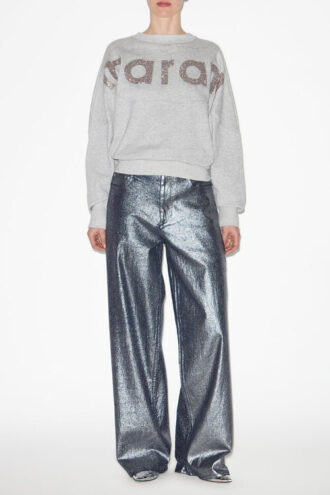 Kapak Metalik Denim Kot Pantolon