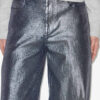 Kapak Metalik Denim Kot Pantolon