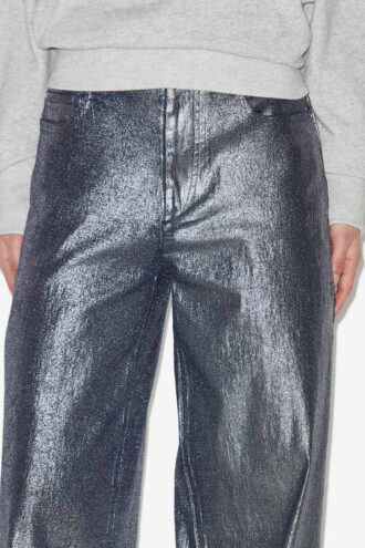 Kapak Metalik Denim Kot Pantolon