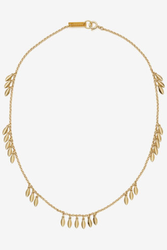 Metal Parlak Yaprak Choker