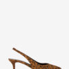 Padim Leopar Süet Deri Slingback Topuklu Ayakkabı