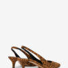 Padim Leopar Süet Deri Slingback Topuklu Ayakkabı