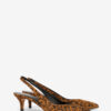 Padim Leopar Süet Deri Slingback Topuklu Ayakkabı