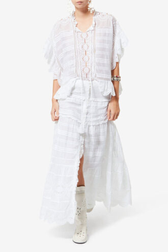 Payton Kaftan Stil Pamuklu ve Çiçek Dantelli Üst