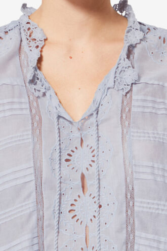 Payton Kaftan Stil Pamuklu ve Çiçek Dantelli Üst