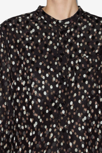İpek Polka Dot Desenli Bluz