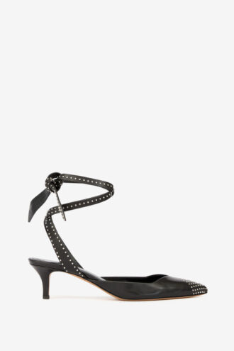 Pilvee Çivili Dana Derisi Yüksek Topuklu Slingback Topuklu Ayakkabı