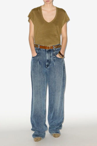Rodayna Pileli Denim Kot Pantolon