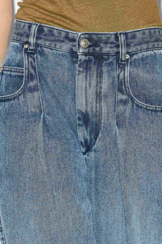 Rodayna Pileli Denim Kot Pantolon