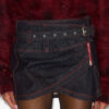 Siyen Drapeli Denim Mini Etek