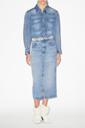 Tilauria Midi Etek, İnce Denim