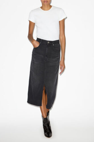Tilauria İnce Denim Midi Etek