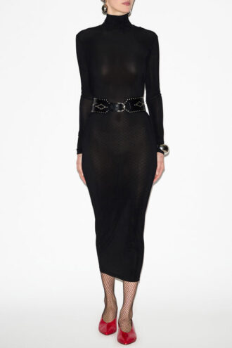 Vanessa Düz Renkli Jersey Roll Neck Elbise