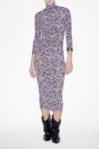 Vanessa Düz Renkli Jersey Roll Neck Elbise