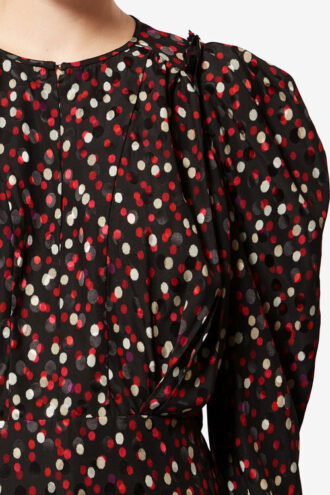 Zarga İpek Polka Dot Desenli Üst